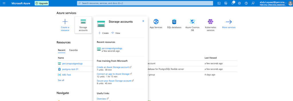 Microsoft Azure Cloud console